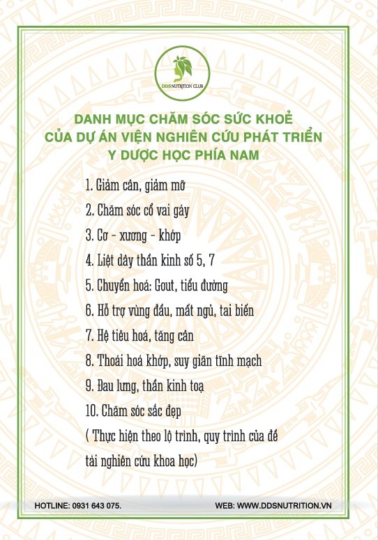 Danh Mục Chăm Sóc Sức Khỏe Dự Án Viện Nghiên Cứu Phát Triển Y Dược Học Phía Nam